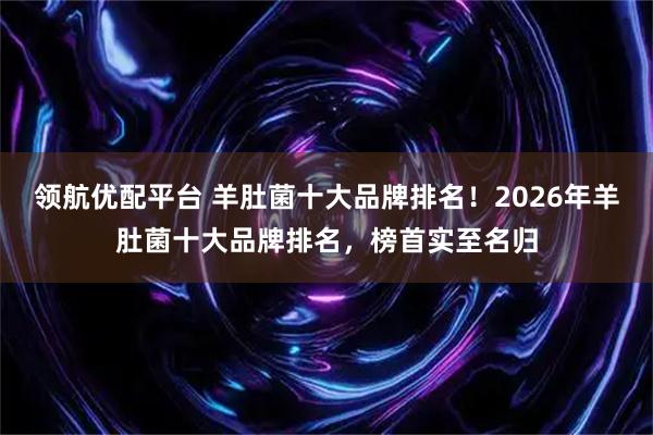 領(lǐng)航優(yōu)配平臺(tái) 羊肚菌十大品牌排名！2026年羊肚菌十大品牌排名，榜首實(shí)至名歸