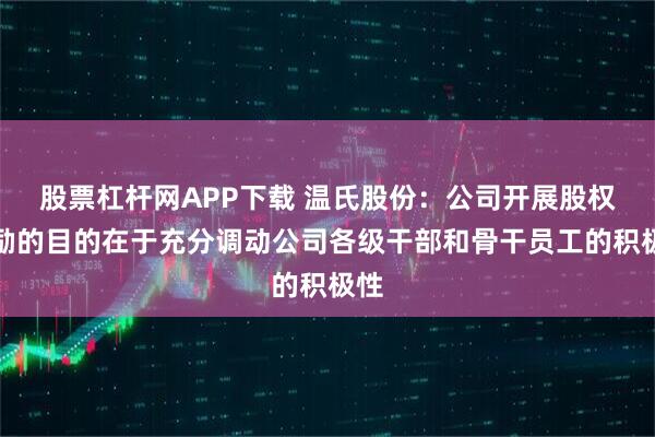 股票杠桿網APP下載 溫氏股份：公司開展股權激勵的目的在于充分調動公司各級干部和骨干員工的積極性